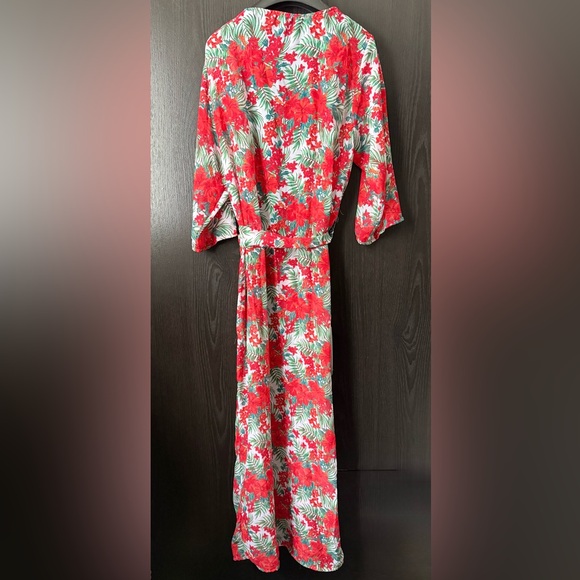 Floral Red Kimono Robe - Picture 2 of 4